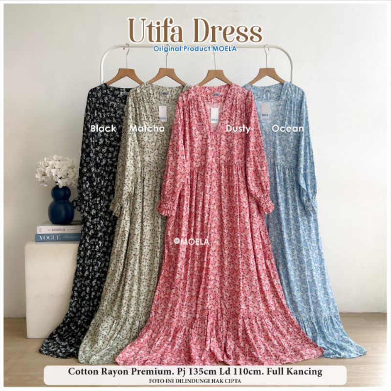 Utifa Dress Gamis Jumbo Allsize Busui Premium Catton Rayon Original Ori Moela Berlabel