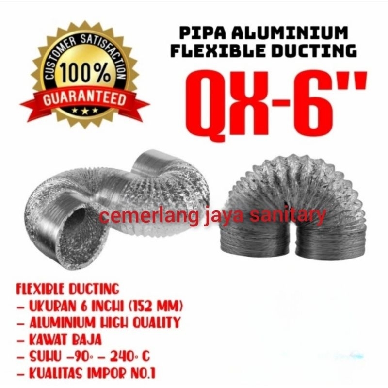 Slang Fleksibel Cerobong 6 Inch Slang Pipa Aluminium foil Dapur