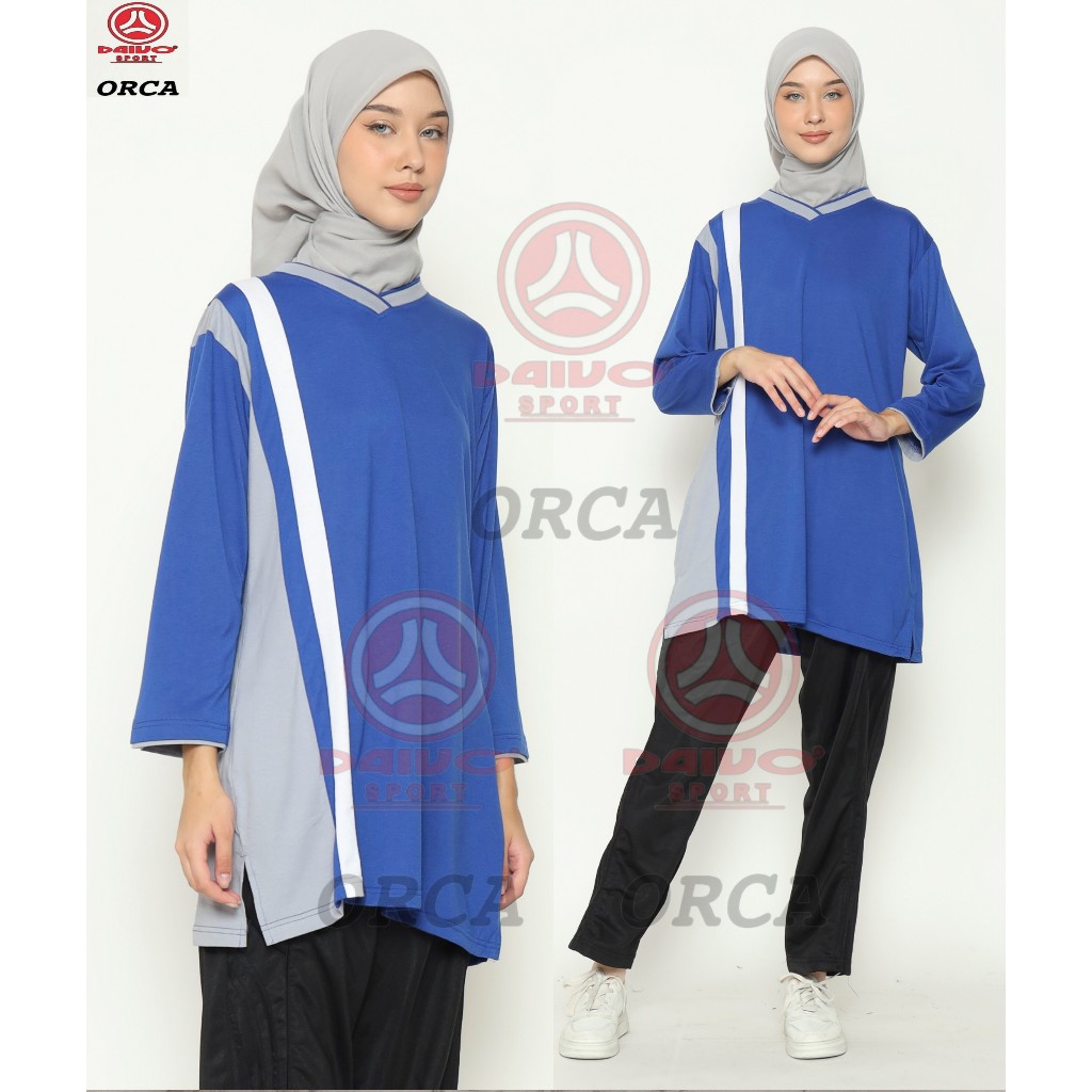 Setelan Baju Olahraga Senam Tunik Muslimah / Stelan Kaos Trening Olahraga Wanita Muslimah Daivo 383