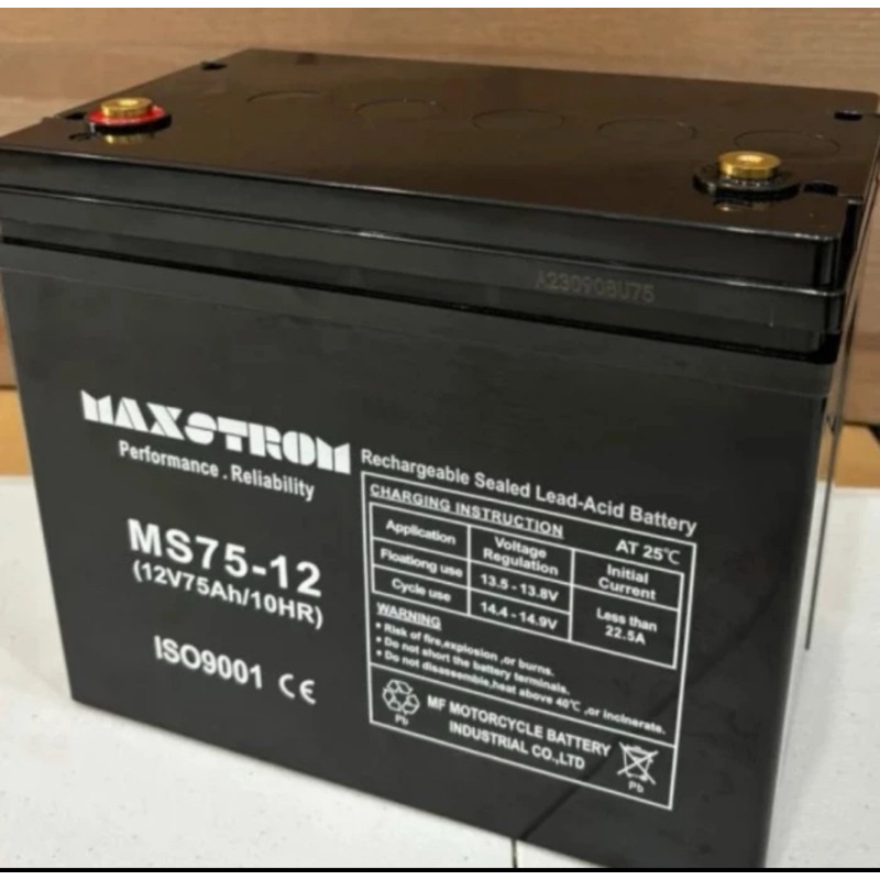 Aki Kering Solar Panel UPS Battery VRLA 12V 75Ah AGM Deep Cycle Maxstrom