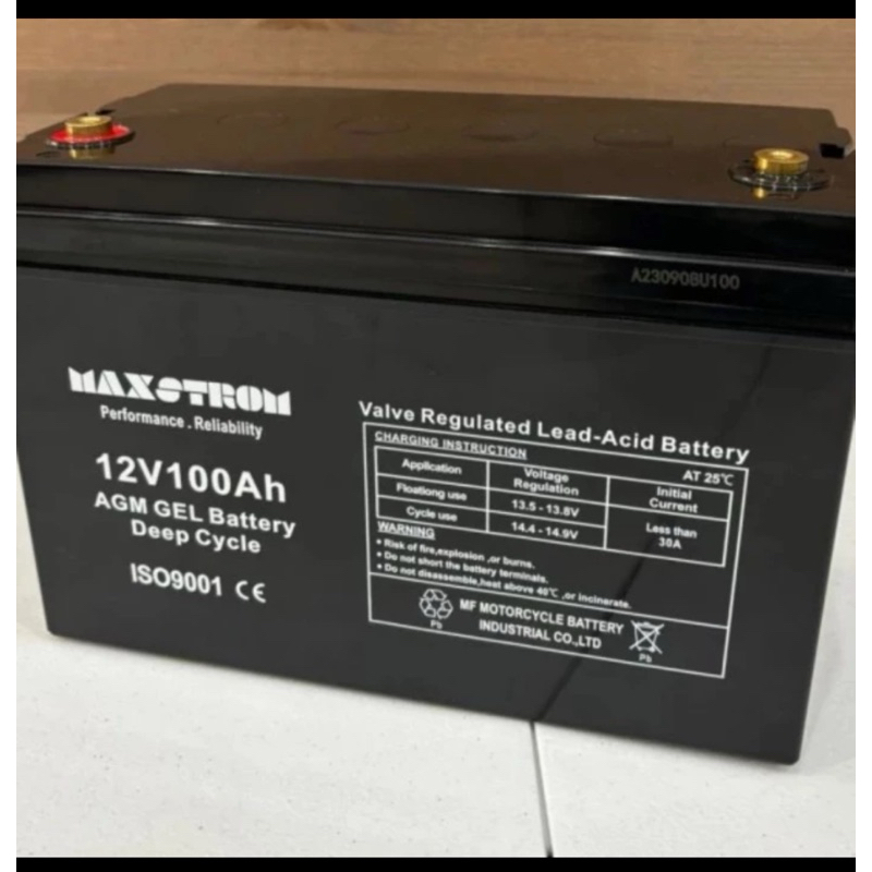 Aki Kering Solar Panel UPS PLTS Battery VRLA 12V 100Ah AGM Deep Maxstrom