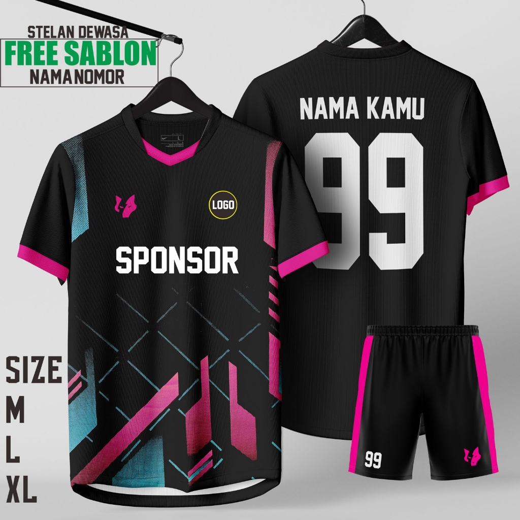 Jersey Baju Bola GRATIS Sablon Nama Nomor Punggung Baju Futsal Dewasa Pria Wanita