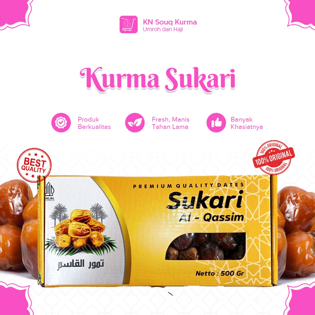 

Kurma Sukari Al Qasim High Quality 500gr & 1kg - Sukari Premium Legit dan Manis - Oleh Oleh Umroh