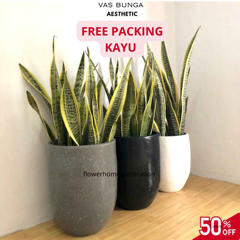 pot gerabah tanah liat tinggi 40 cm hiasan sudut ruangan - vas bunga besar free packing kayu garansi