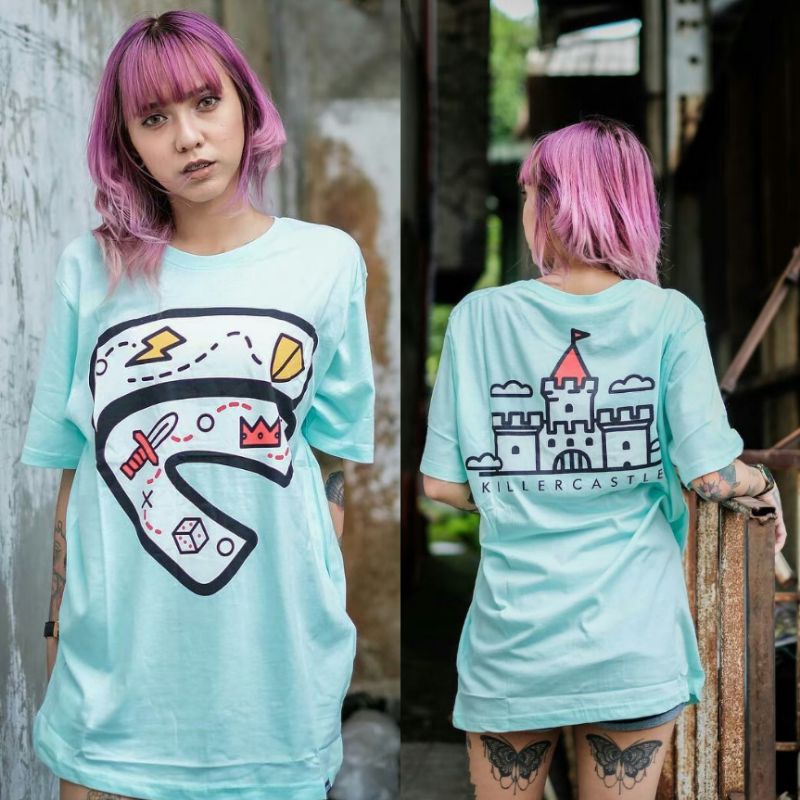 Kaos Distro Friday Killer Kastil Kerajaan Castle Hijau Mint Lengan Pendek Pria Wanita - Kaos Distro 