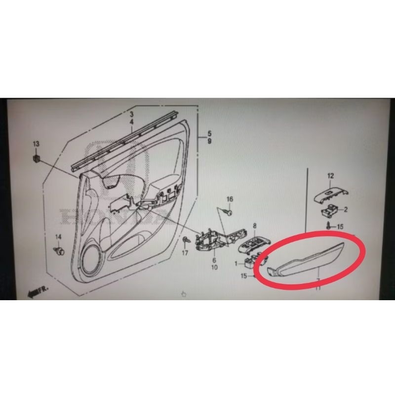 sandaran tangan arm rest pintu depan Honda Jazz ge8 2008-2013 genuine