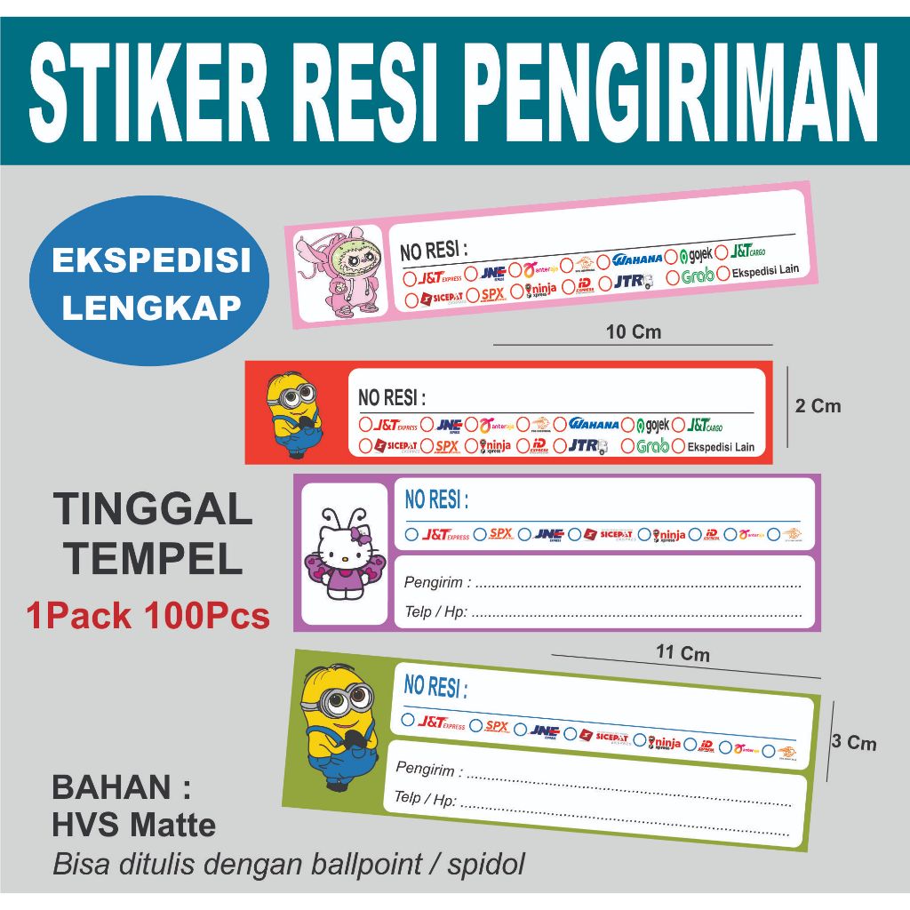 

STICKER LABEL PENGIRIMAN / STIKER TINGGAL TEMPEL EDISI KARTUN 100PCS HARGA GROSIR