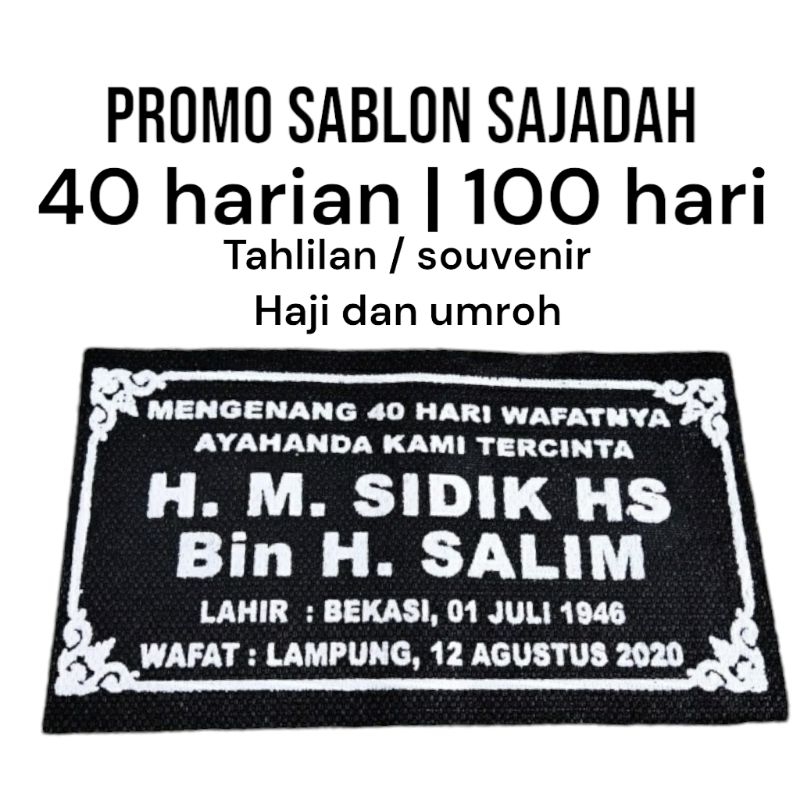 SABLON SAJADAH SABLON | jasa sablon sajadah 40 harian 100 hari | souvenir Haji dan umroh | tahlilan