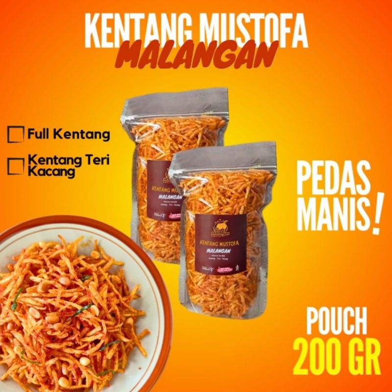 

Kering Kentang Mustofa POUCH PEDAS MANIS Premium Stick Potatoes Original Halal Renyah - Legend