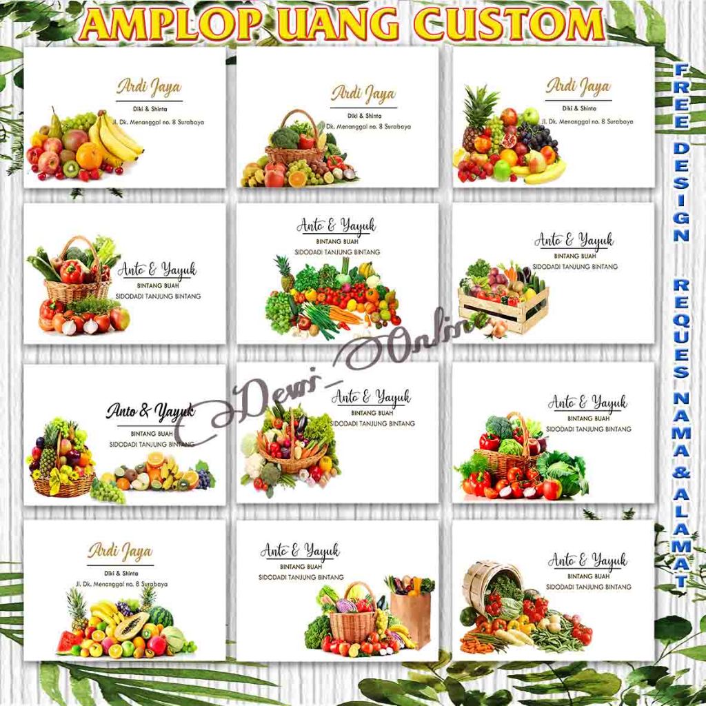 

Amplop Custom Series Buah Sayur gratis tambah nama alamat