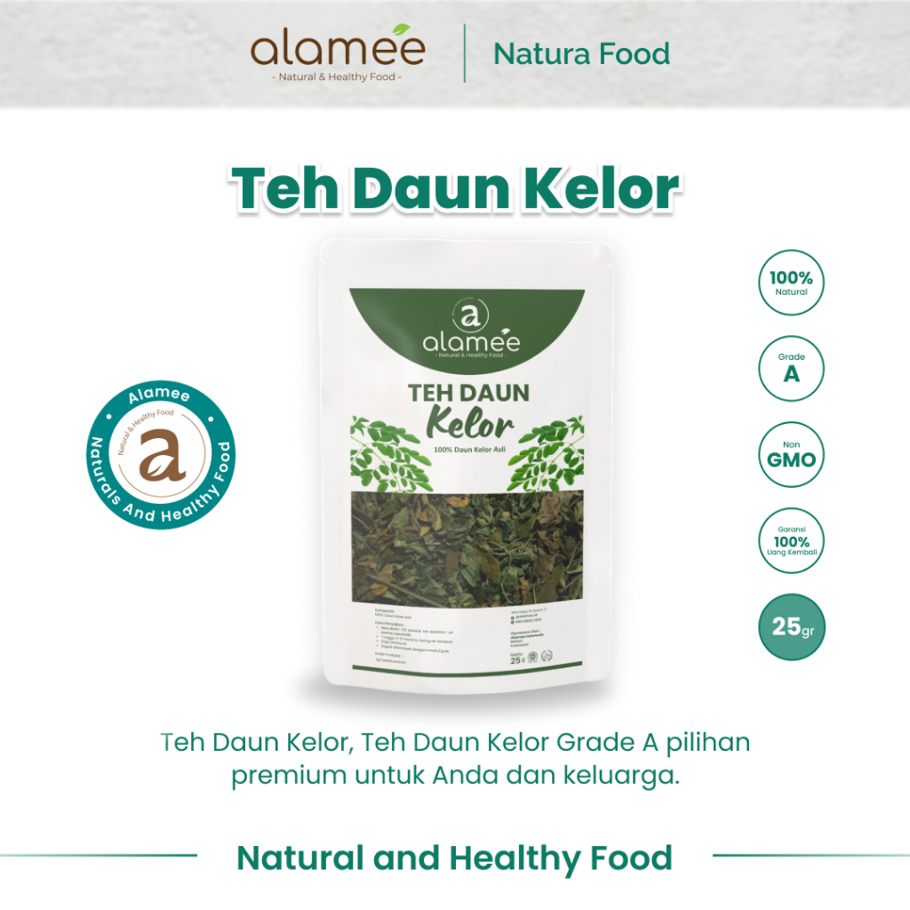 

ALAMEE Moringa Tea Teh Daun Kelor Herbal Alami Flower Asli Kering Organik Premium 25gr