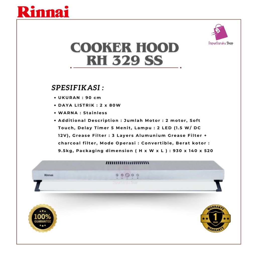 Cooker Hood RINNAI RH 329 SS