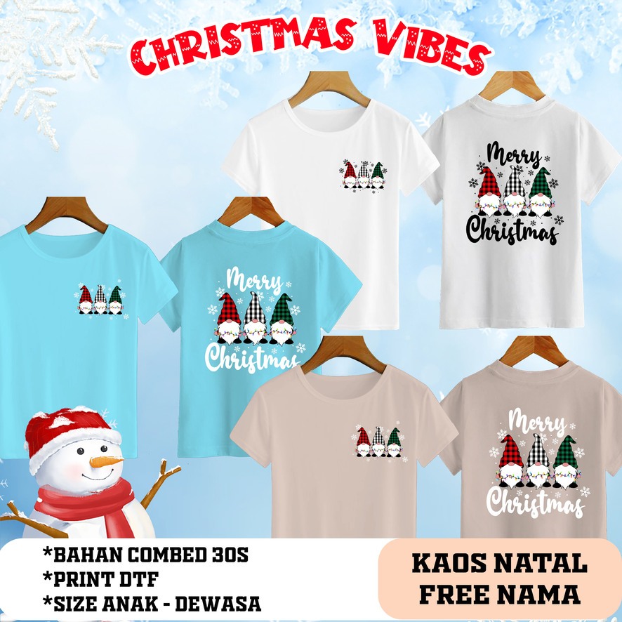 Kaos natal Boneka Salju Santa Claus Baju Seragam Keluarga Arisan Merry Christmas Unisex