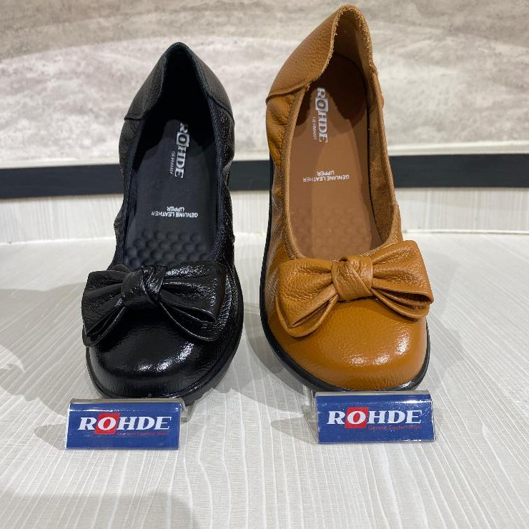 Rohde 7104 casual Sepatu Casual Kulit Wanita Warna Tan dan Hitam Nyaman Dipakai