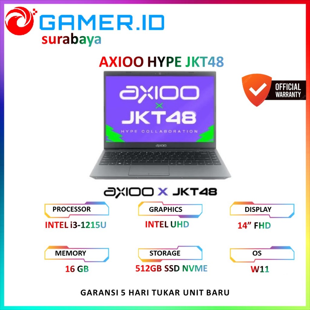 AXIOO HYPE JKT48 I3 1215 - 16GB 512SSD 14FHD