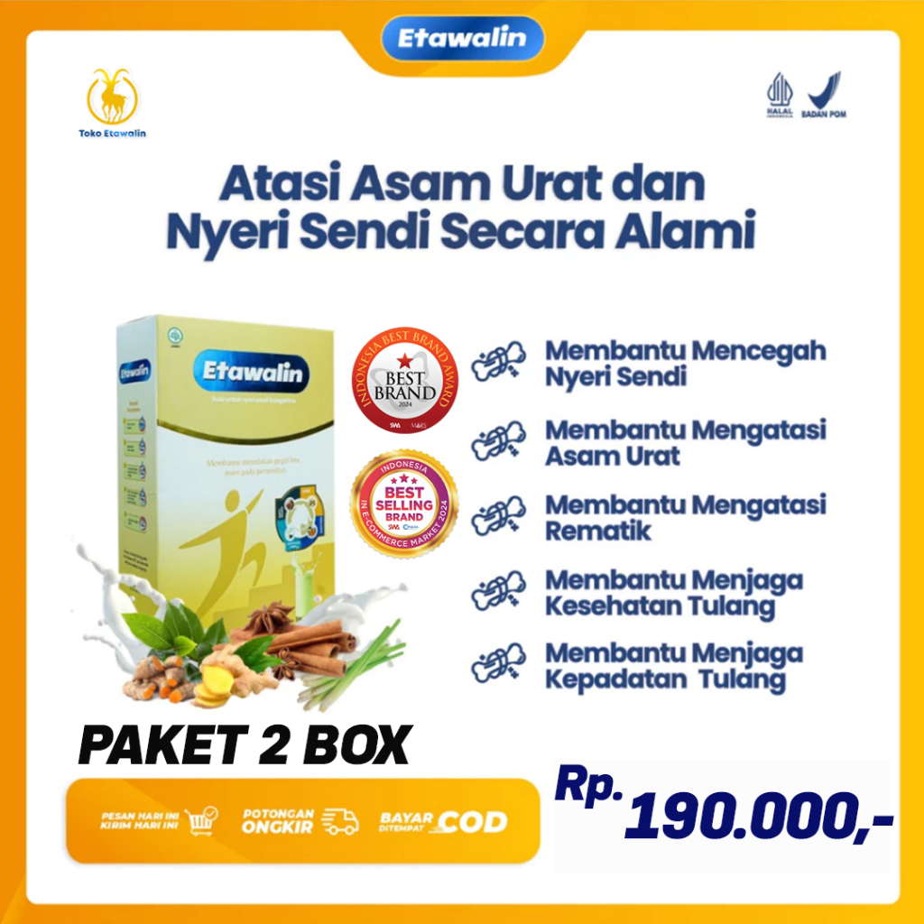 

Etawalin Susu Paket Sehat 2 Box - Sembuhkan Asam Urat - Susu Sendi - Susu Nyeri Sendi - Susu Pegal Linu - Susu Asam Urat Original