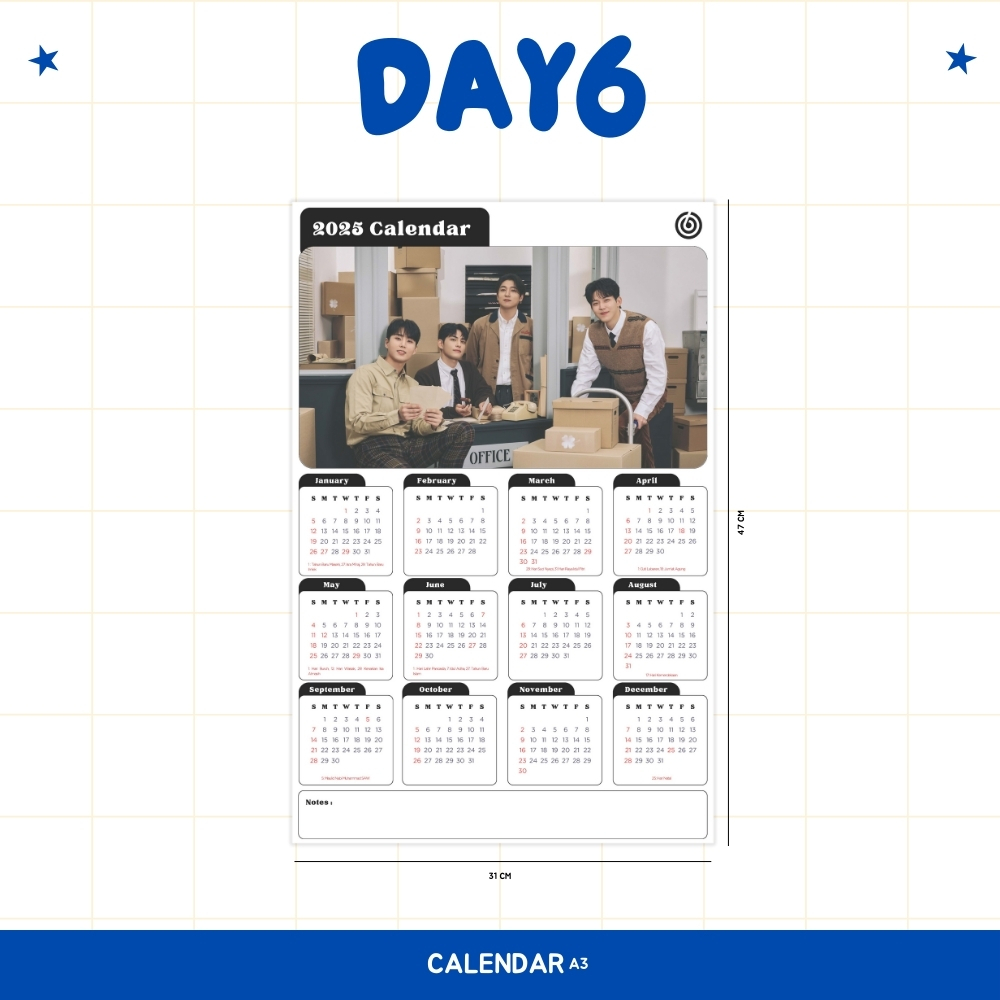 

2025 KALENDER DAY6 KPOP + LAMINASI 2SISI BIDAM IDOL BIAS KOREA MURAH UNOFFICIAL MYDAY DOWOON SUNGJIN WONPIL YOUNGK READY STOCK !