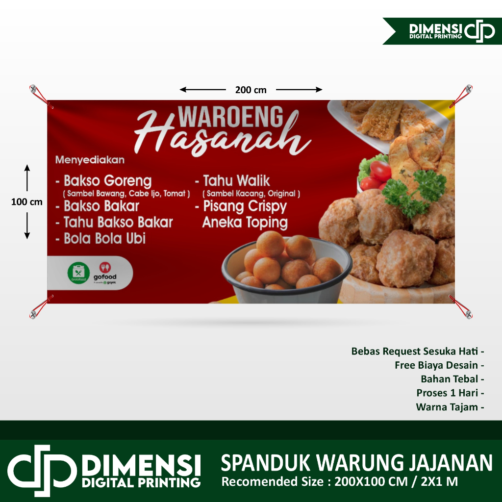Spanduk warung jajanan / banner warung jajanan rakyat  / banner spanduk meteran custom termurah