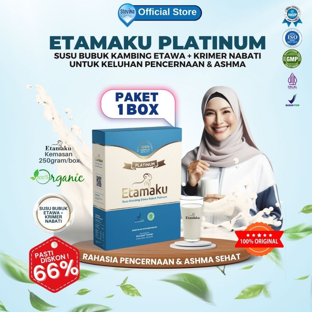 

Susu Etawa Etamaku Untuk Asam Lambung dan Pencernaan Susu Kambing Etawa Kemasan 250gr paket 1box