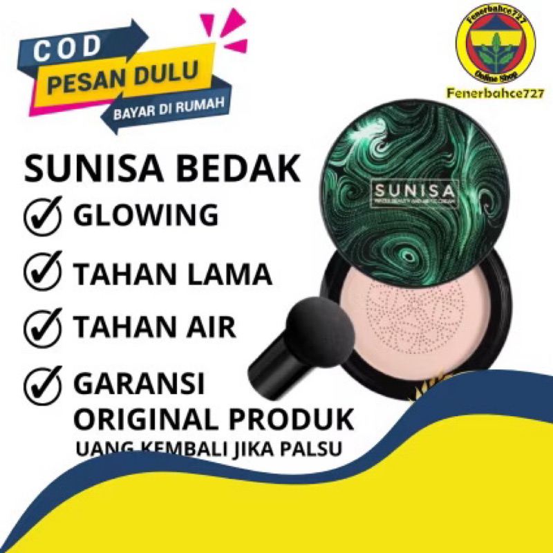 ( 100% ORIGINAL ) BEDAK SUNISA CUSHION WATERPROOF BEDAK ANTI AIR MUSHROOM HEAD AIR CC CREAM BPOM BED