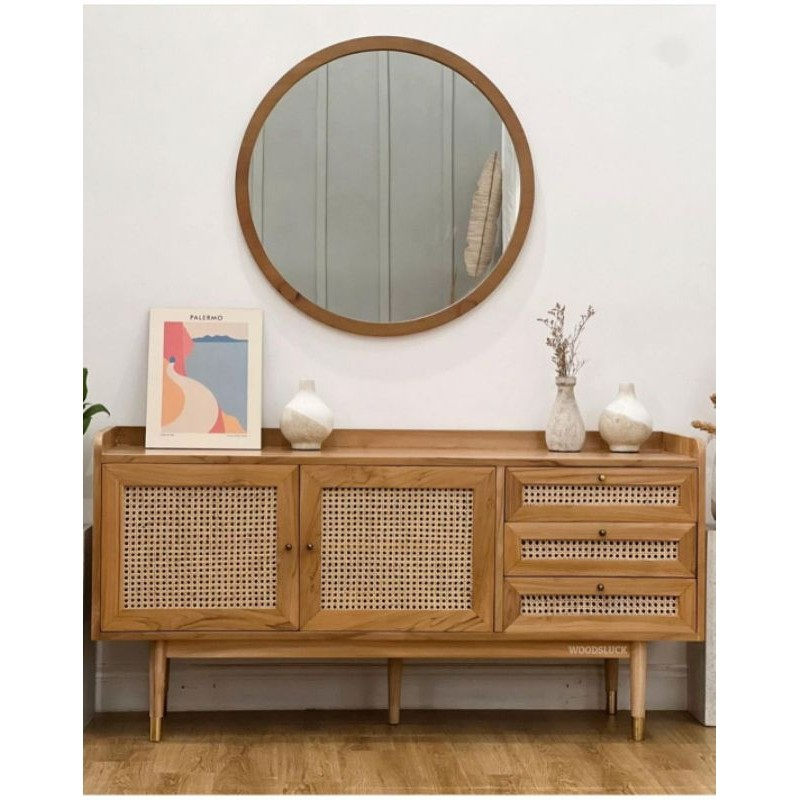 Meja TV rotan jati  Cabinet minimalis Jepara  Furniture jati rotan estetik