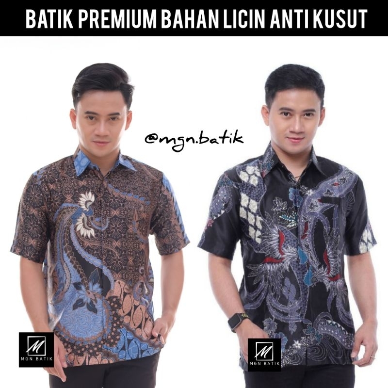 Hem Batik Pria Semi Sutra Lengan Pendek Original Premium Quality Silky Satin Sutera