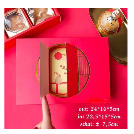 

Kotak Kue Nastar / Cookies / Mooncake Gift Hampers Box Sekat 6 Merah 23.5x16x5 MCG01