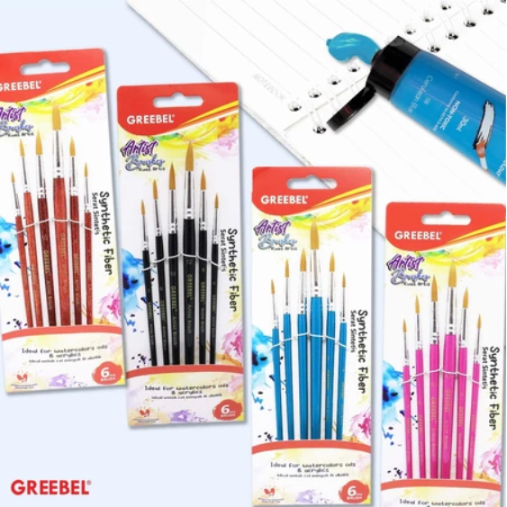 

Greebel Artist Brush Isi 6PCS BRSH-AB-6F - 6PCS BRSH-AB-6FR - 6PCS BRSH-AB-6R - Kuas Lukis Greebel Set