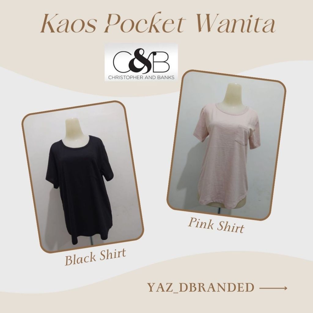 Atasan Kaos Pocket Oval Wanita By CJ Banks