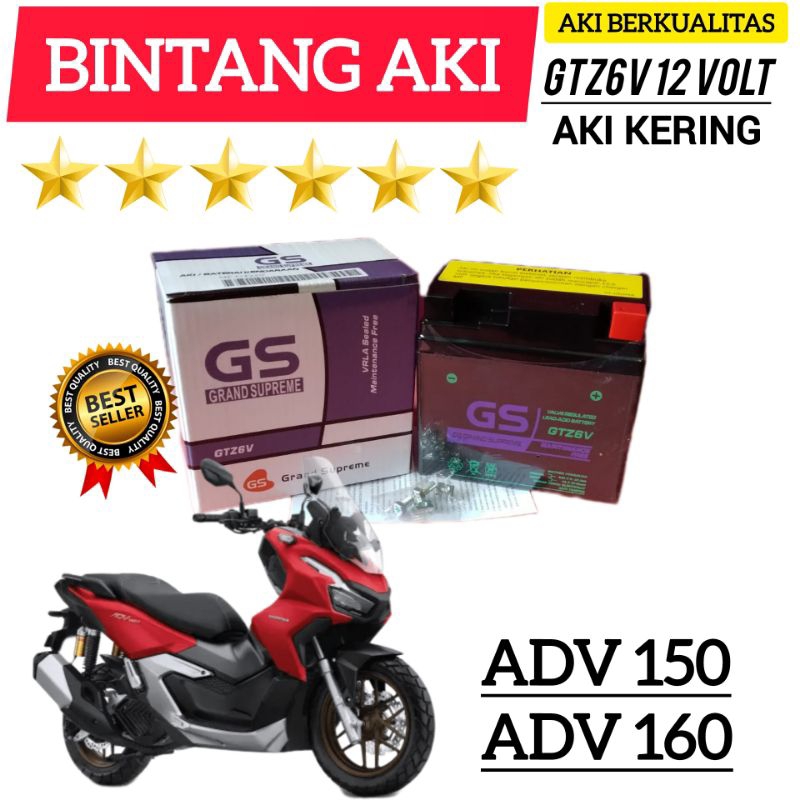 Aki Motor ADV 150 Aki Motor ADV 160 Aki Motor GS Grand Supreme Aki Kering Accu kering GTZ6V 12 Volt 