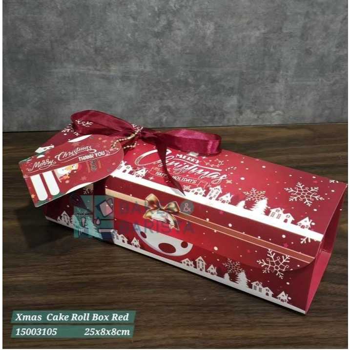 

Xmas Cake Roll Box Red 25x8x8cm christmas kotak bolu gulung cake roll cookies Candy Cake Hampers Gift natal Box lucu cute