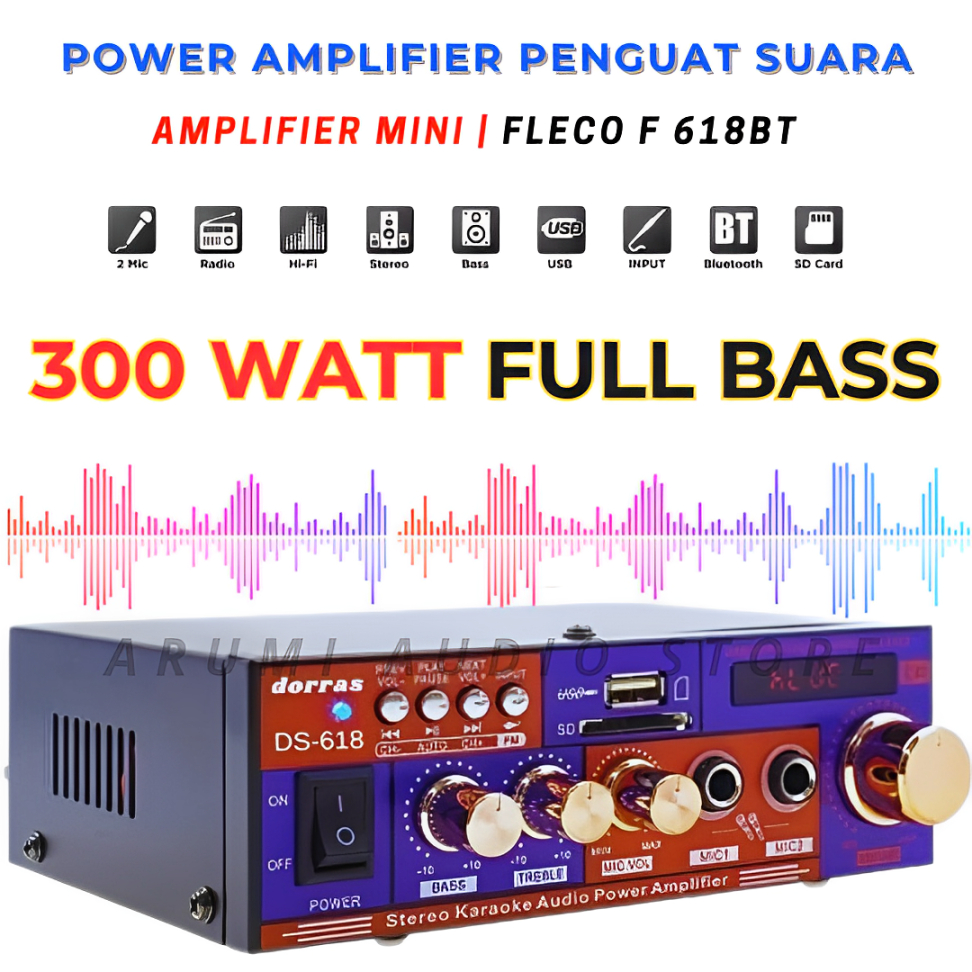 Power Amplifier Fleco F 618bt - Amplifier Fleco F-618bt Bluetooth Stereo Karaoke + Mp3 Player + Fm R