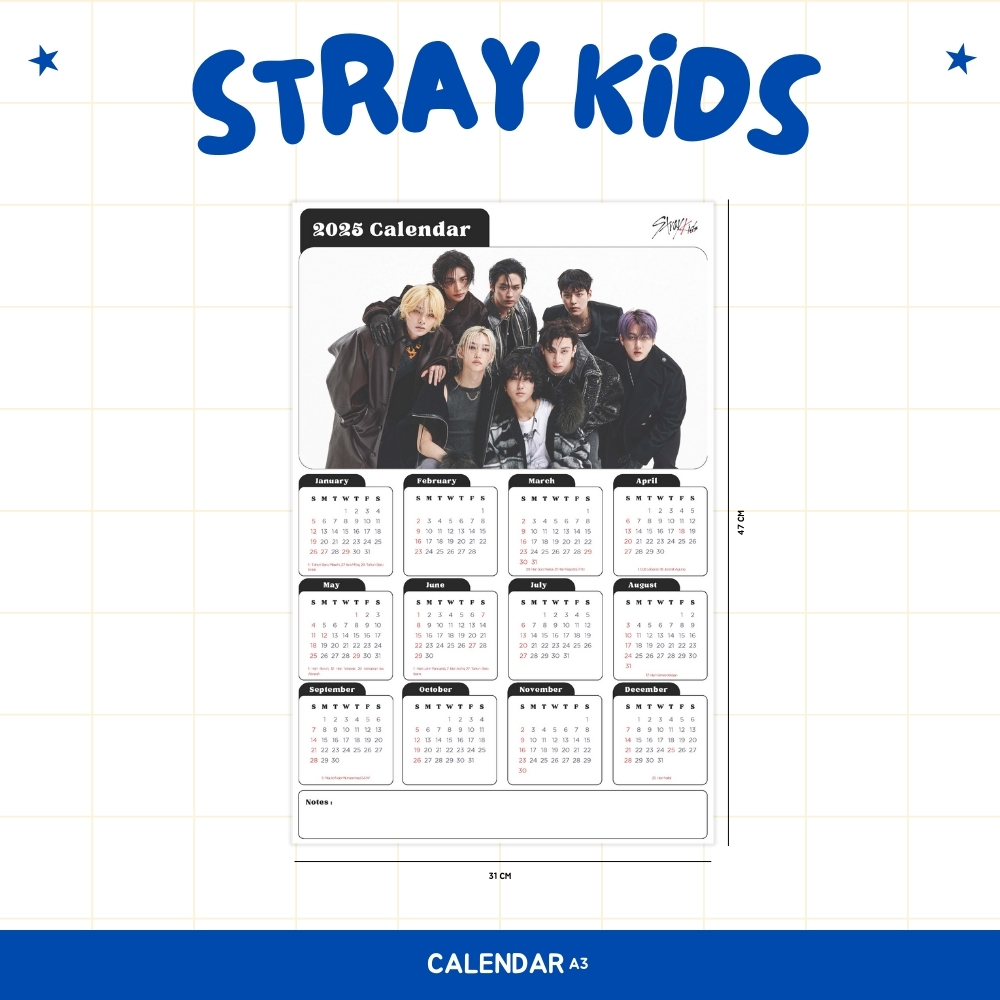 

2025 KALENDER STRAY KIDS KPOP + LAMINASI 2SISI BIDAM IDOL KOREA BIAS MURAH UNOFFICIAL STAYS BANGCHAN LEEKNOW CHANGBIN HYUNJIN HAN FELIX SEUNGMIN IN READY STOCK !