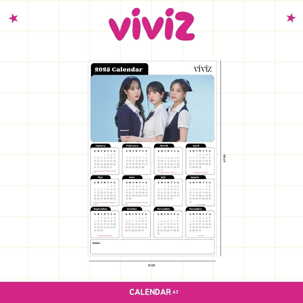 

2025 KALENDER VIVIZ KPOP + LAMINASI 2SISI BIDAM IDOL KOREA BIAS MURAH UNOFFICIAL NAV SINB EUNHA UMJI READY STOCK !