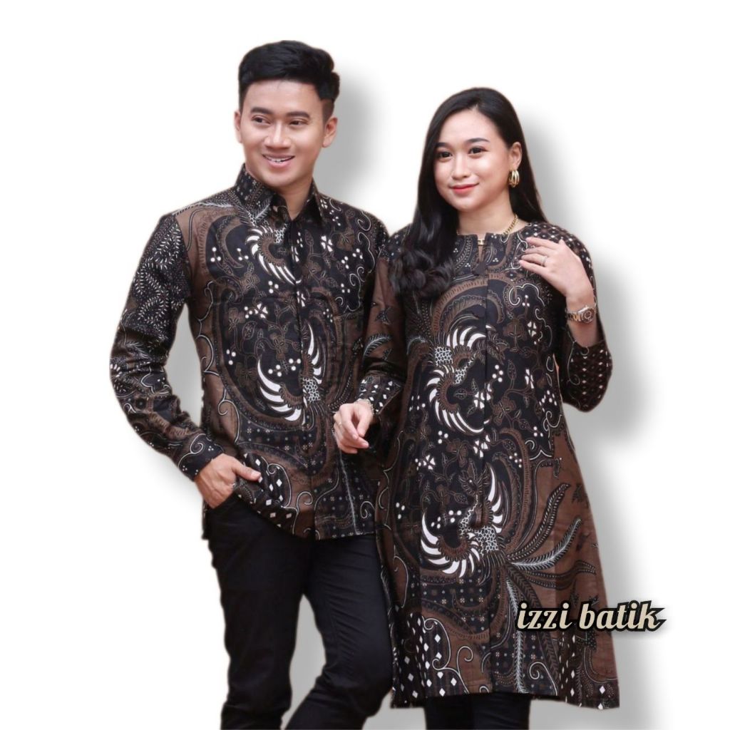 Batik Tunik Couple Modern Kemeja Pria Lengan Panjang Atasan Wanita Jumbo Kondangan Kantor Premium