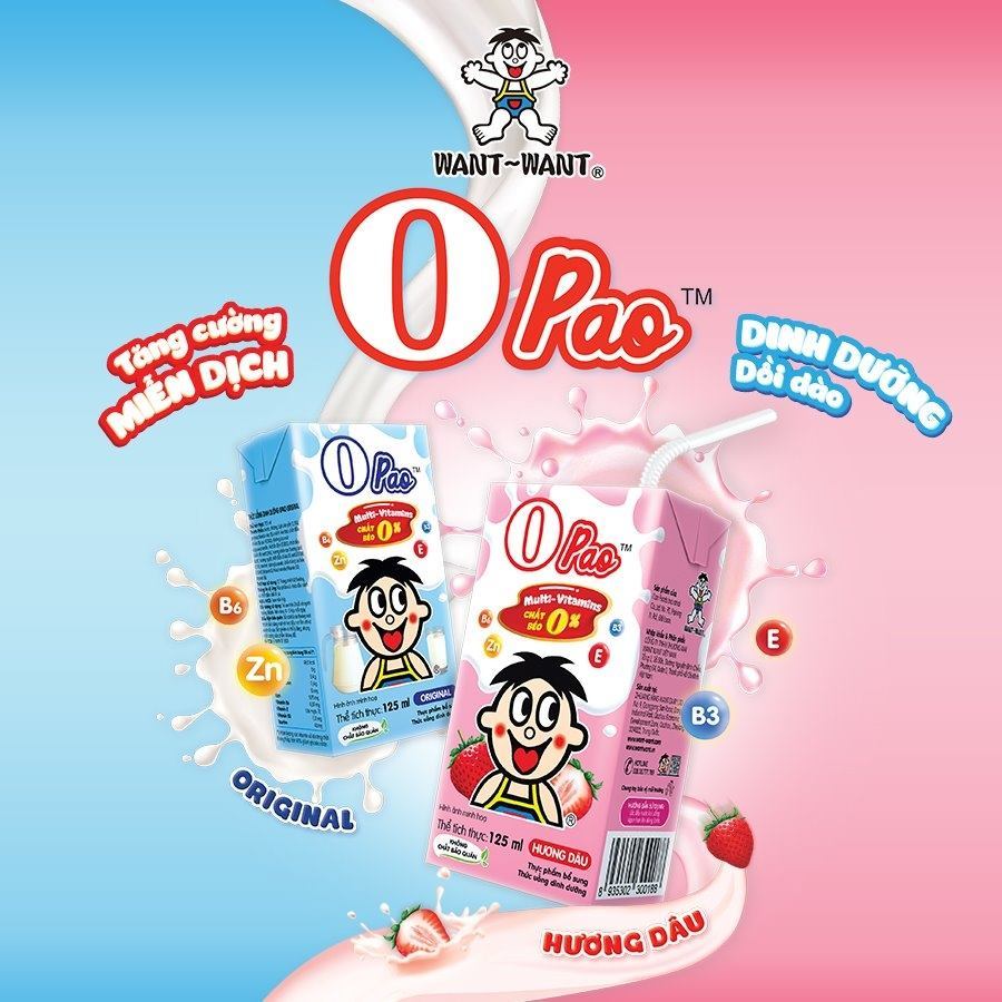 

Want Want SUSU O Pao - Milk Drink Original Strawberry 125 ml 1 dus