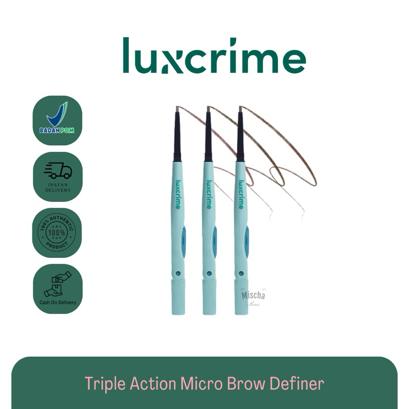 BPOM New Luxcrime Triple Action Micro Brow Fefiner | Slim Triangle Precision Brow Pencil in | Ash | 
