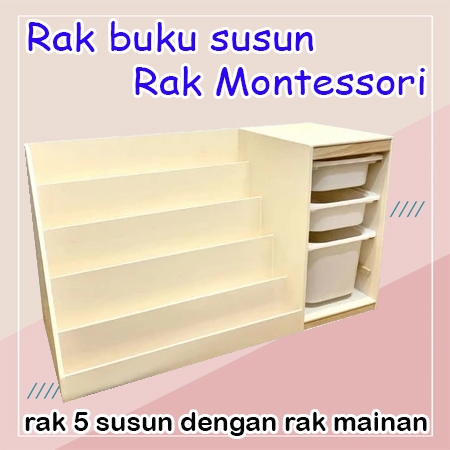 rak buku rak mainan montessori dengan box