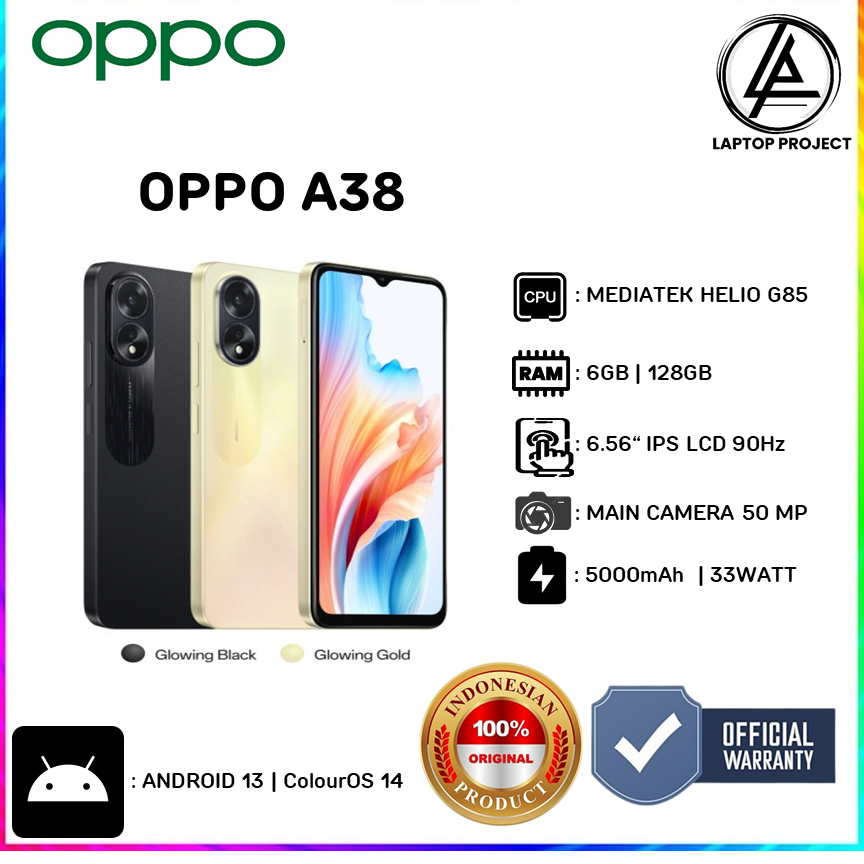 OPPO A38 RAM 4/128GB | OPPO A 38 RAM 6/128GB GARANSI RESMI OPPO INDONESIA