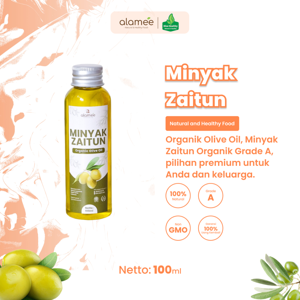 

ALAMEE Minyak Zaitun Asli Untuk Diminum Olive Oil Extra Virgin Organic Organik Masak EVOO 100ml