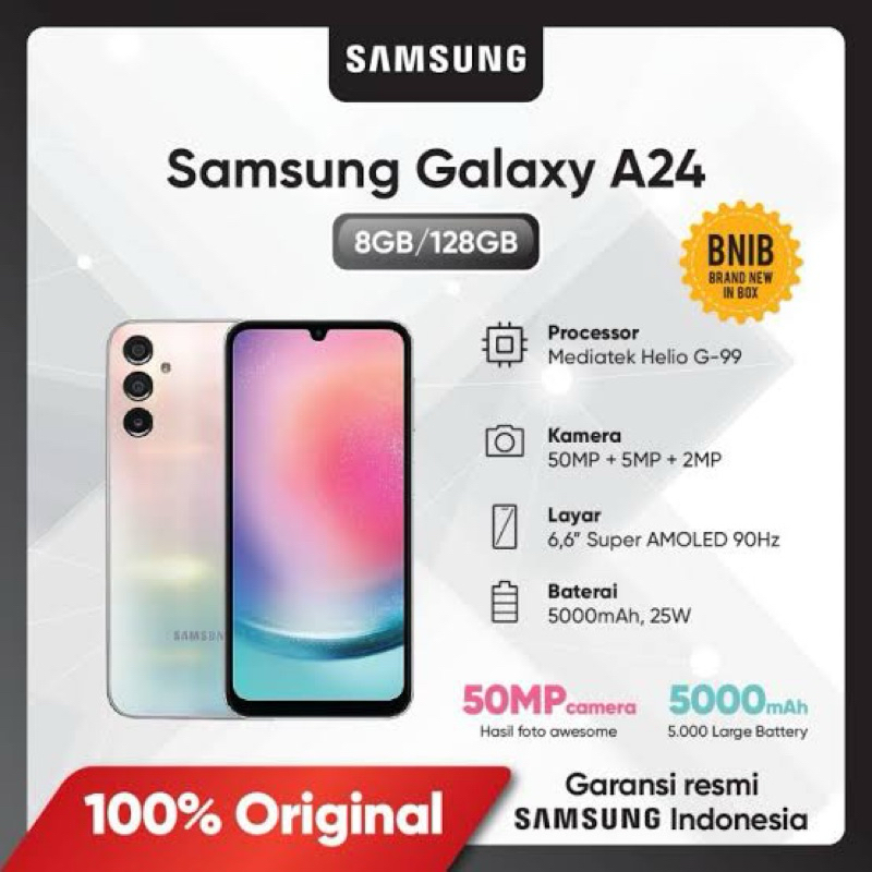 HP Samsung A24 5G 8/128GB Bekas Lengkap Box kartu garansi charger