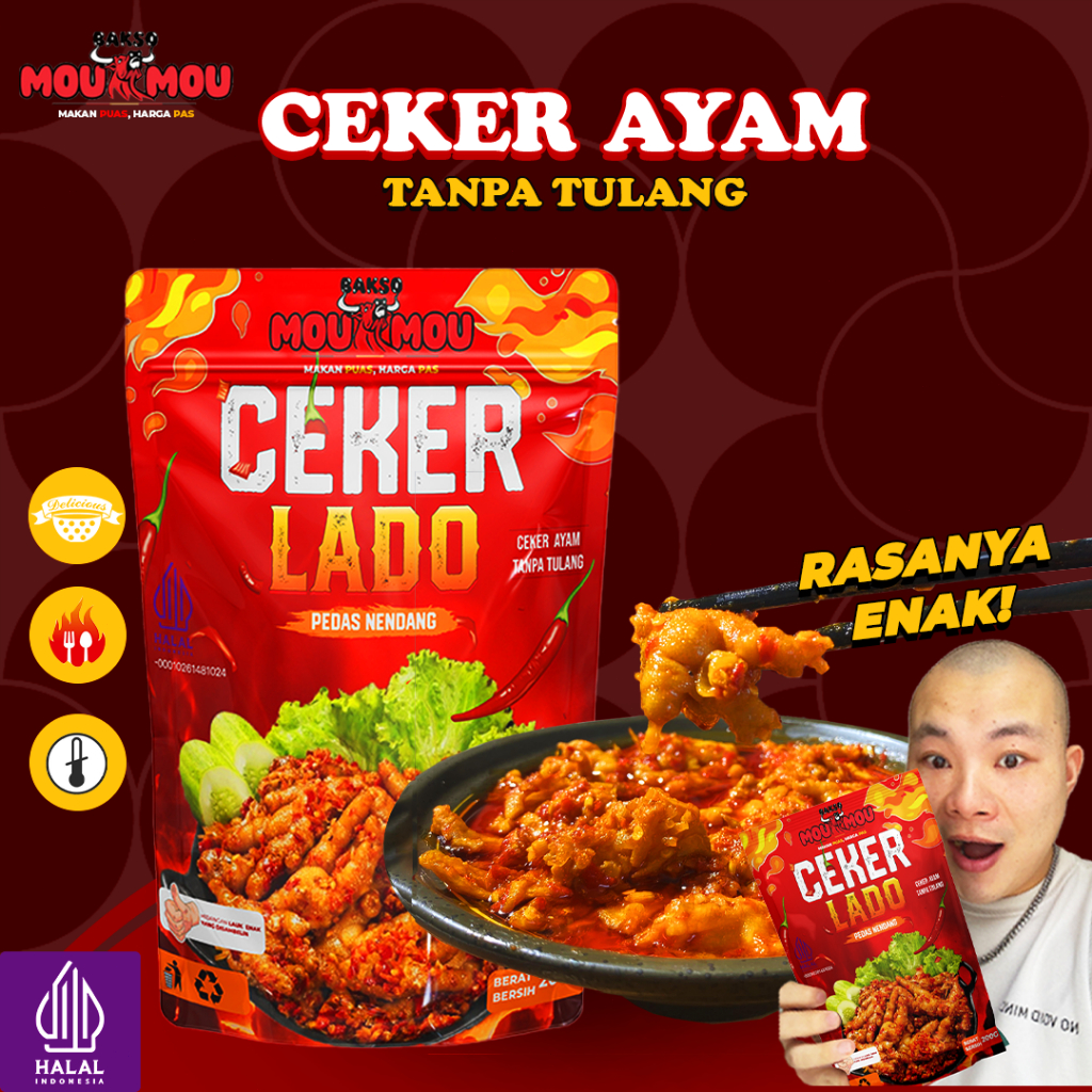 

【MouMou】 Ceker Mercon Tanpa Tulang Ceker Mercon Pedas Ceker Mercon Sambal Lauk Siap Saji Makanan Instant Ceker Mercon Tanpa Tulang 200g