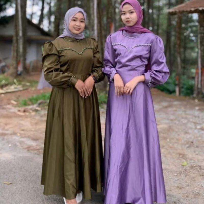 Claudy dress  - dress kondangan - dress muslimah - dress pesta - dress satin