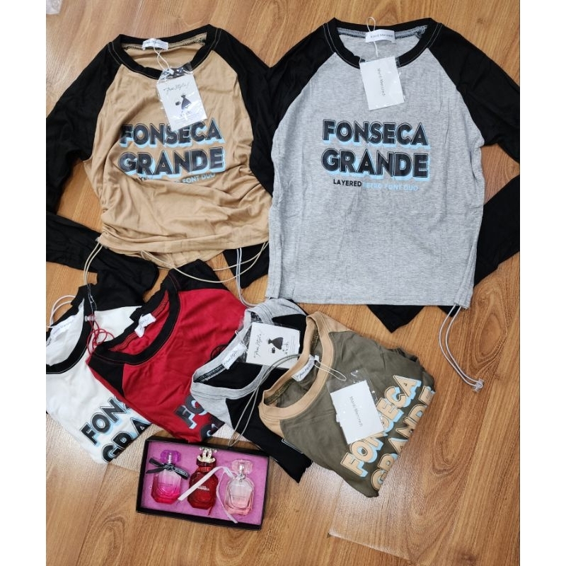 kaos panjang serut /kaos panjang kombinasi lengan