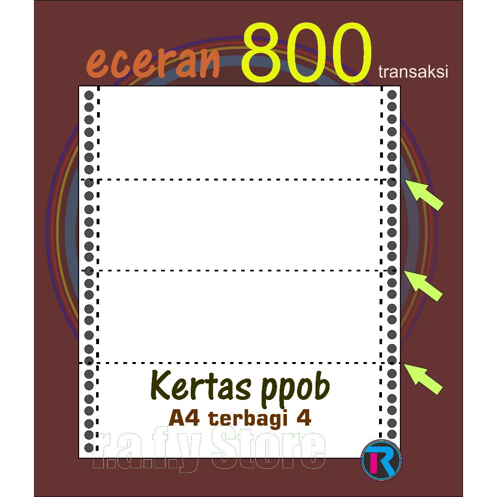 

KERTAS Struk PPOB PLN (Bank Bukopin, Bank BTN, Bank Lain2) uk. 9,5" x 11" bagi 4 Sejajar