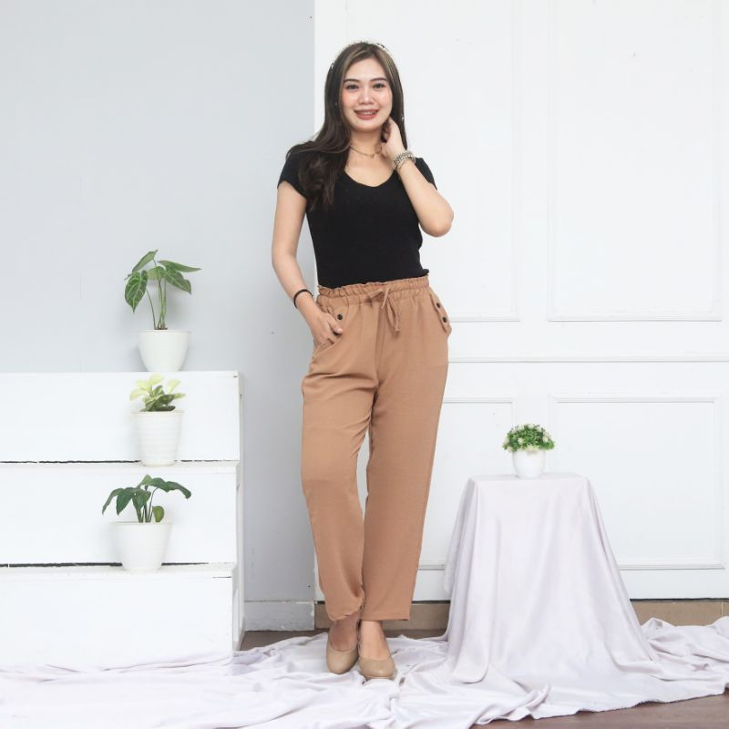 Jennie Crinkle Pants / Aera Crinkle Pants / Janelle Pants / Celana Kulot Highwaist Crinkle Loose Pan