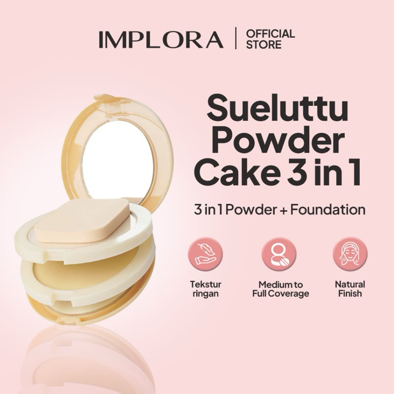 IMPLORA SUELUTTU POWDER CAKE 3in1 35,5gr || implora bedak 3in1