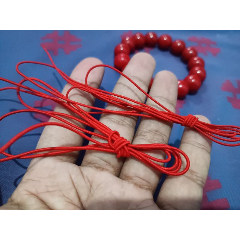 Tali Karet Merah 1 Meter Gelang Tasbih Marjan ukuran Kecil dan Besar Gelang Tasbih Marjan