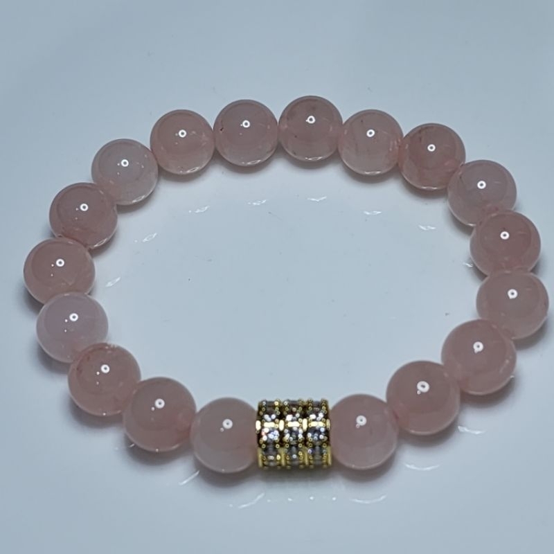 Gelang Batu Rose Quartz Healing Crystal Asli Natural XA141
