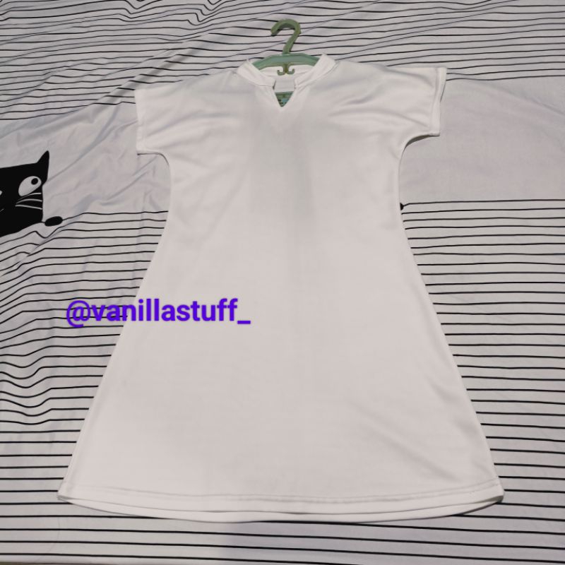 dress midi putih polos